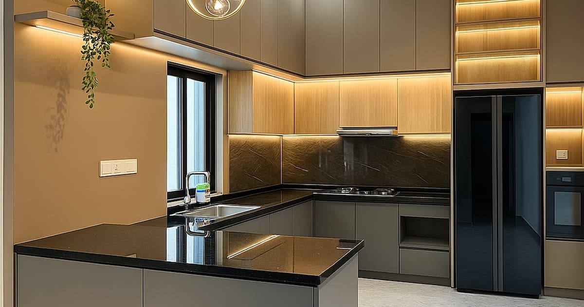 Cuisine lumineuse de couleur taupe