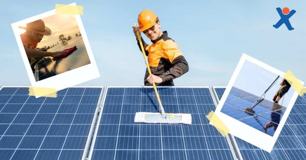 Nettoyage de panneaux photovoltaïque  par un professionnel.
