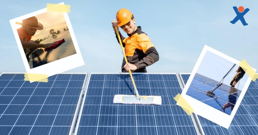 Nettoyage de panneaux photovoltaïque  par un professionnel.