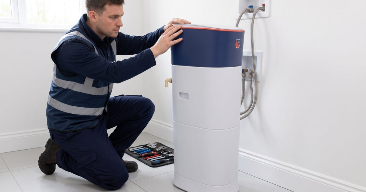 Installation adoucisseur Bayard par un technicien de l'entreprise.