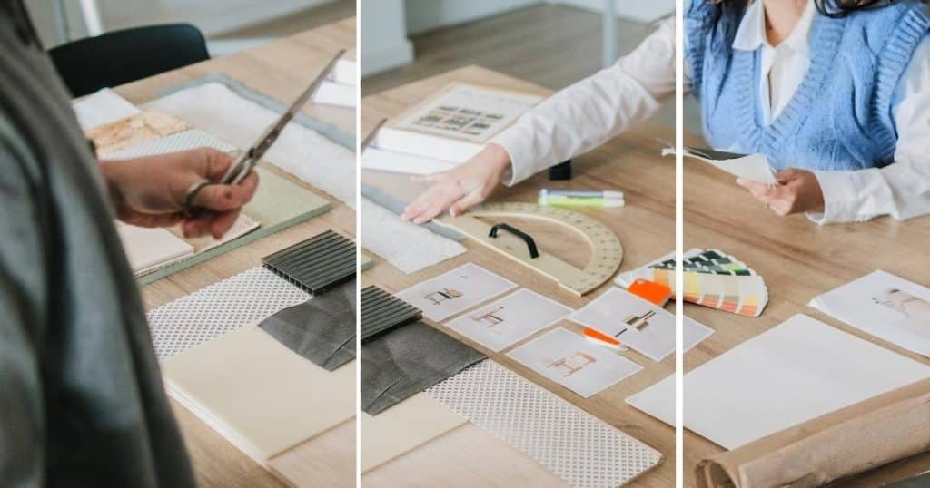 brainstorming autours d'une table quant à l'aménagement intérieur d'un logement
