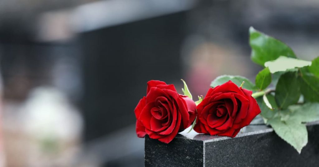 roses sur sépulture 
