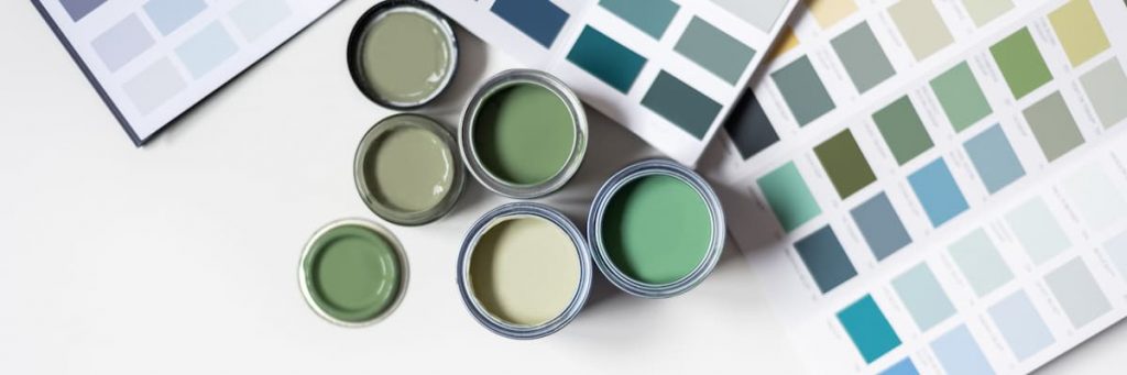 pots de peinture nuances vertes - palette couleurs