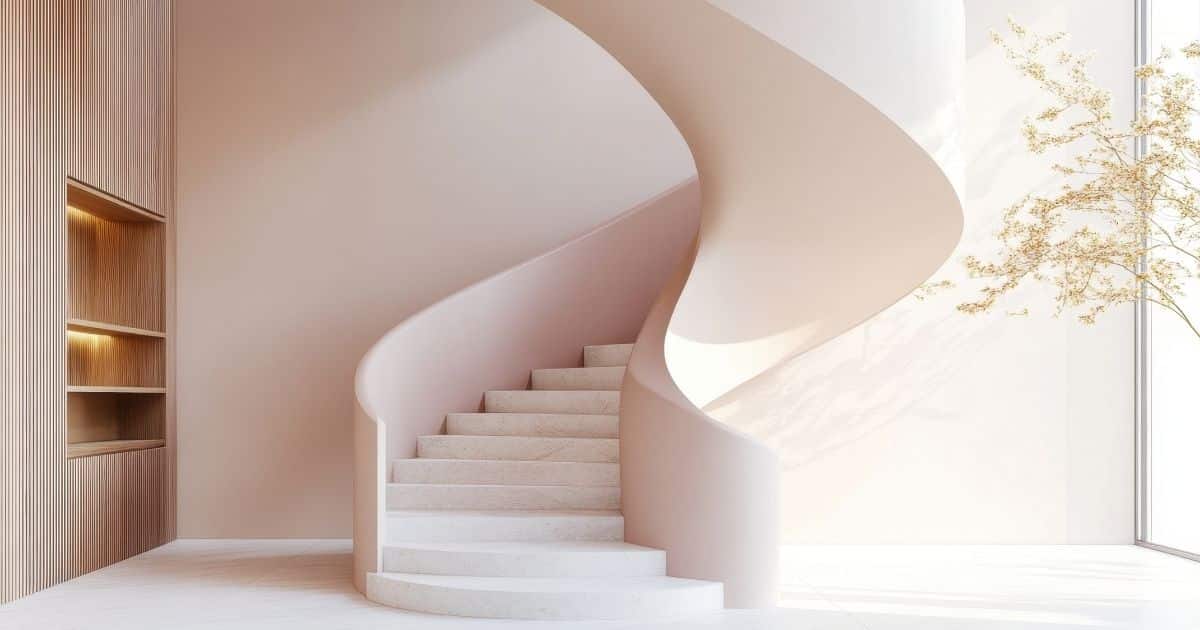 Escalier hélicoïdal blanc moderne épuré