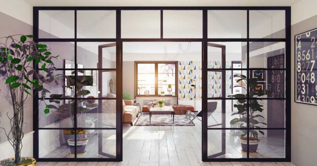 Steel look binnendeuren pivoterende deur.