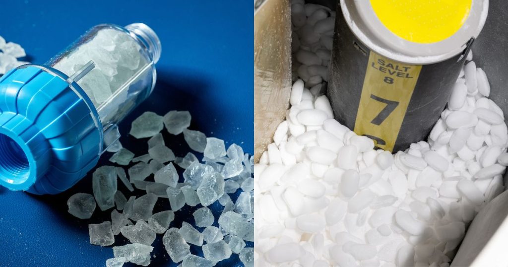Zoutkristallen en zouttabletten voor waterverzachter