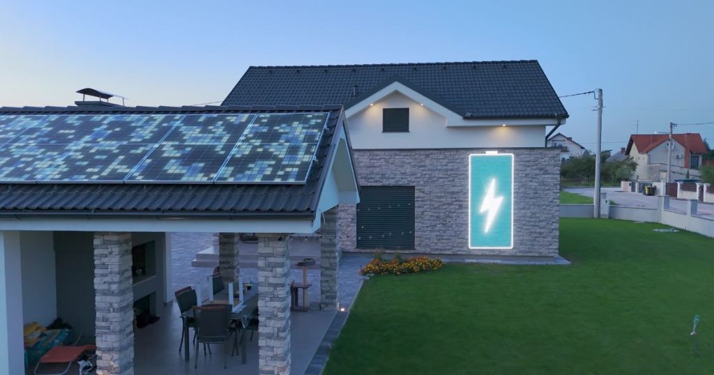 Een huis met een batterij illustratie