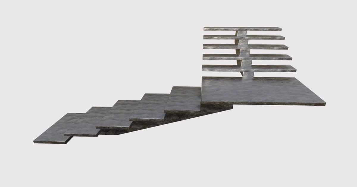 3D-illustratie van een metalen L-trap