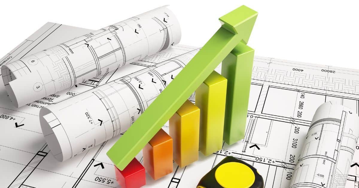Energieprestatiegrafiek op bouwplan als illustratie van geldigheid EPC-attest en verbeterde energie-efficiëntie