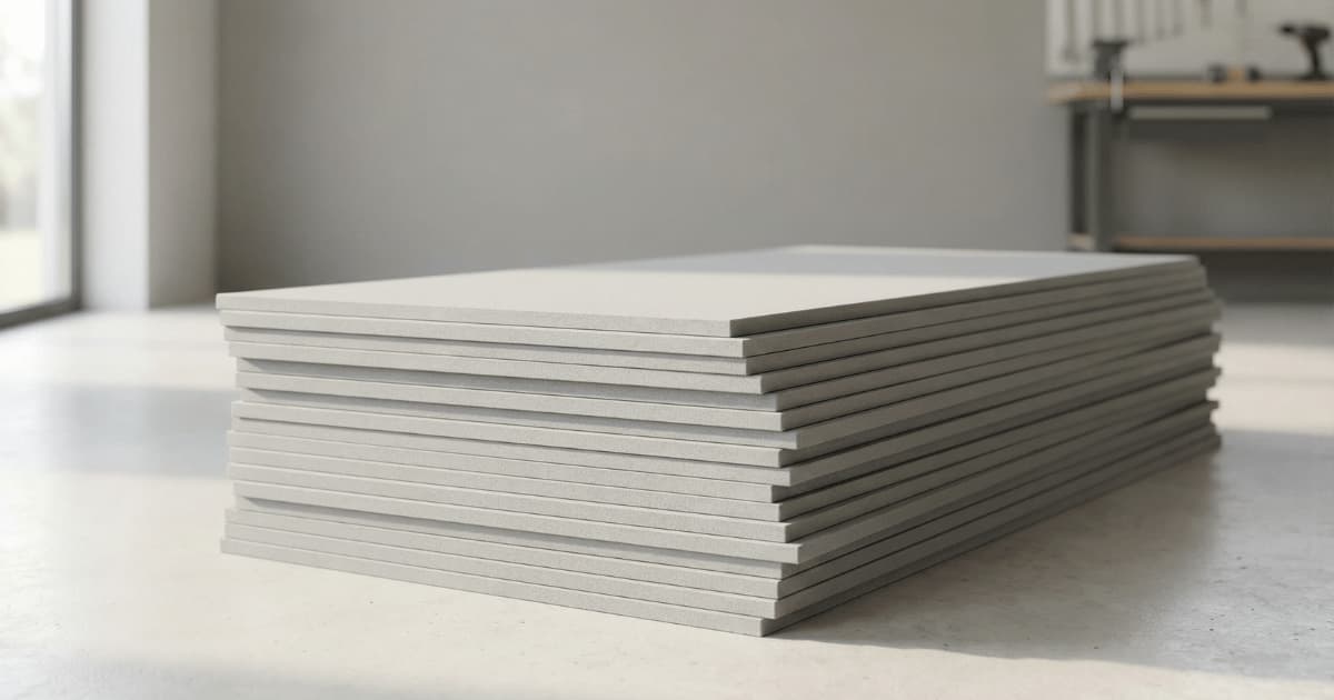 Stapel dunne rigide isolatieplaten met zichtbare snijkanten die de minimale dikte per plaat benadrukken.